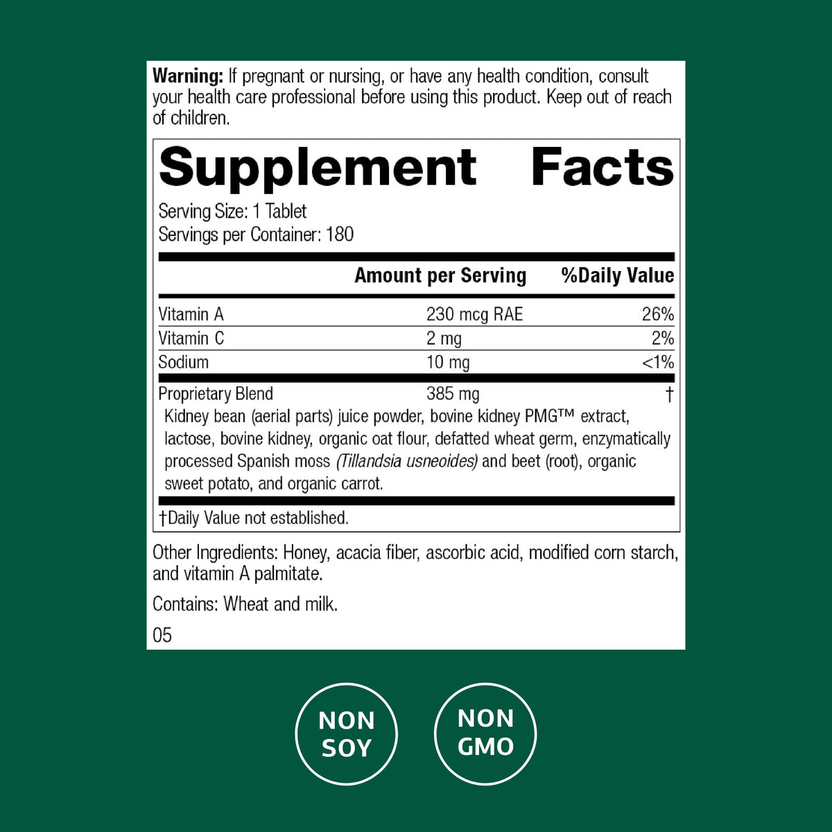 Standard Process Renafood, Kidney Function Support Supplement, 180 Tablets