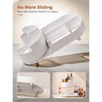 The Booklov Rotating Makeup Organizer features a non-slip bottom and multiple compartments for organized storage.