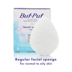 Buf-Puf Regular Facial Sponge, Dermatologist Developed, Removes Deep Down Dirt & Makeup that Causes Breakouts and Blackheads, Reusable, Exfoliating, White, 1 Count