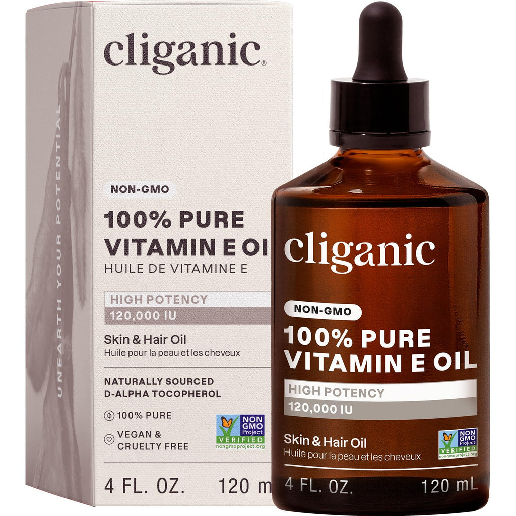 Cliganic Pure Vitamin E Oil for Skin, Scars, Hair & Face - 30,000 IU, Non-GMO Verified | Natural D-Alpha Tocopherol