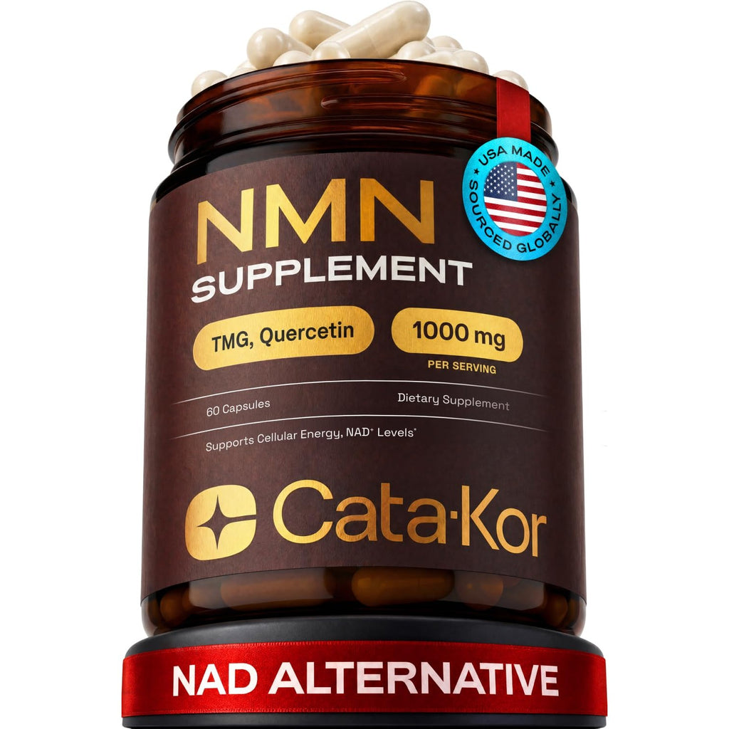 Cata-Kor NMN Supplement – 4-in-1 NAD Supplement with Quercetin | TMG | Resveratrol – NMNH Alternative – Supports Cellular Energy & NAD+ Level – 60 Capsules – Third-Party Tested (1 Pack)