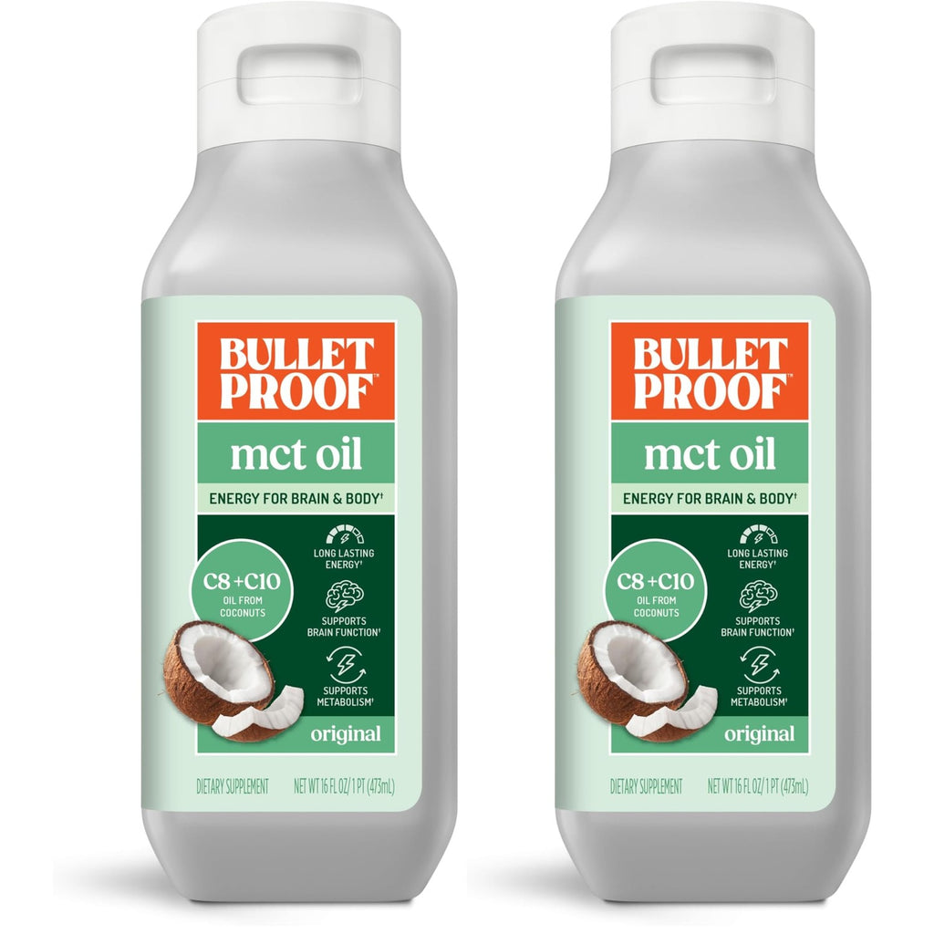 Bulletproof C8 & C10 MCT Oil, 100% Pure Coconut Oil, Unflavored, 16 oz | Triple-Distilled for Sustained Keto Energy, No Additives or Fillers, Non-GMO