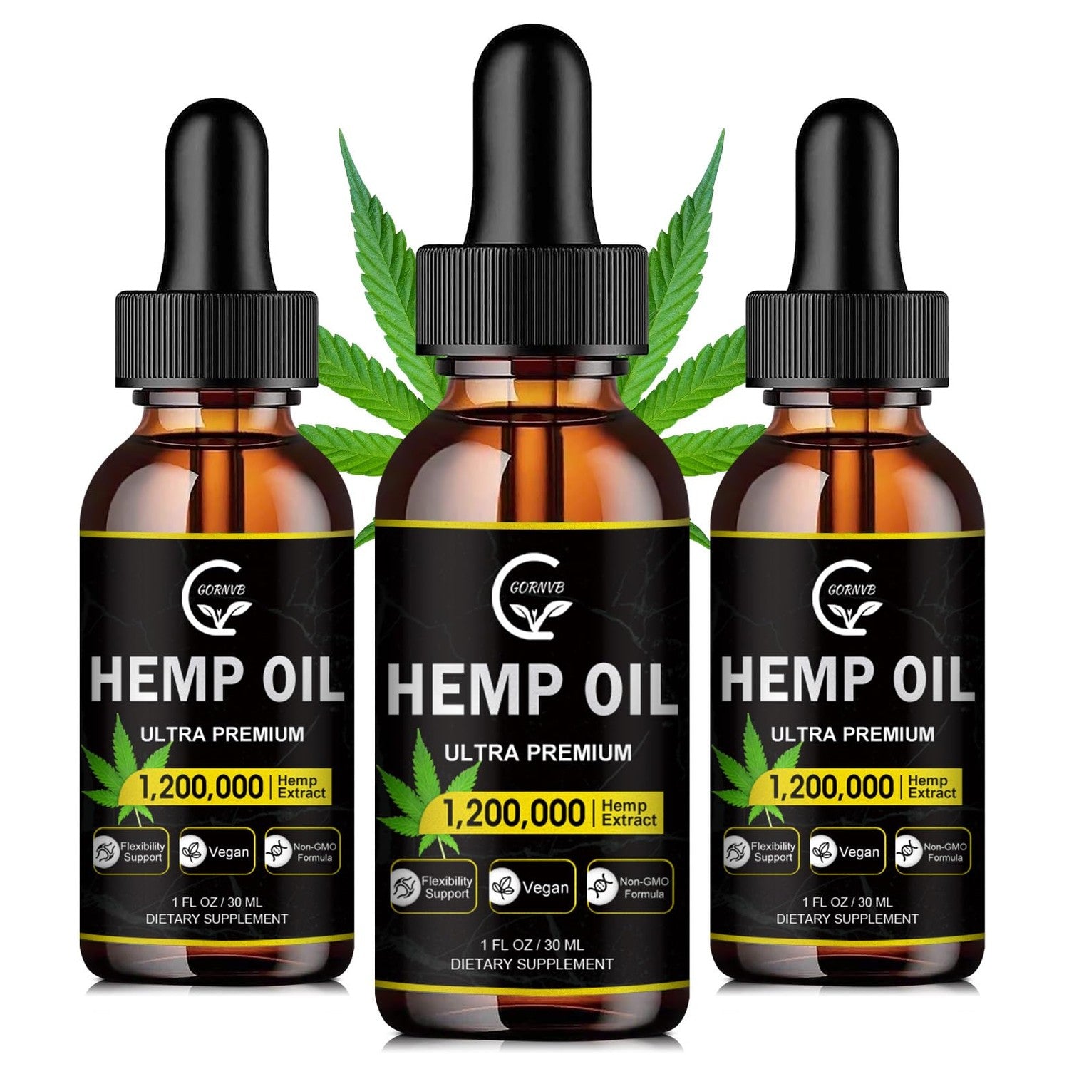(2-Pack) High Potency Hemp Oil - Maximum Strength, Immune System Support, Focus Calm, Relaxation, Mood, Pure Extract, Organic, Vegan, Gluten-Free