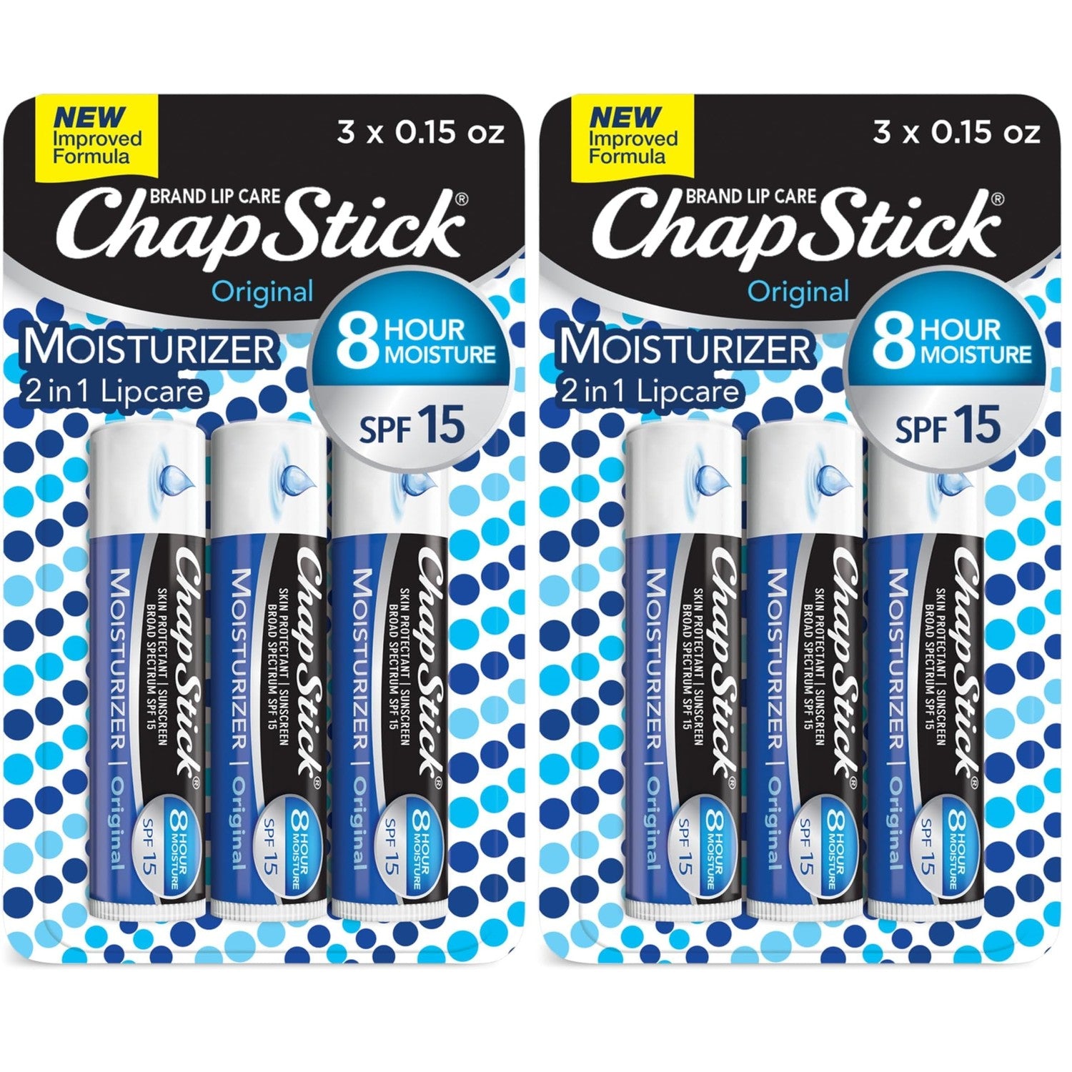 ChapStick Moisturizer Original Lip Balm Tubes, SPF 15 and Skin Protectant - 0.15 Oz, 3 Count (Pack of 1)