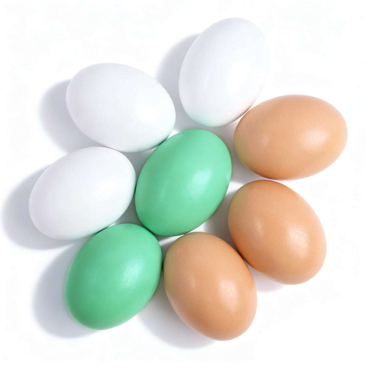 Premium imported wooden fake eggs poultry mannequin in vibrant colors. Ideal for decoration or educational purposes. Available at Curat Cart.