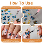 90 sheets of vibrant butterfly nail stickers for DIY art. Premium imported designs for stylish nail enhancements.