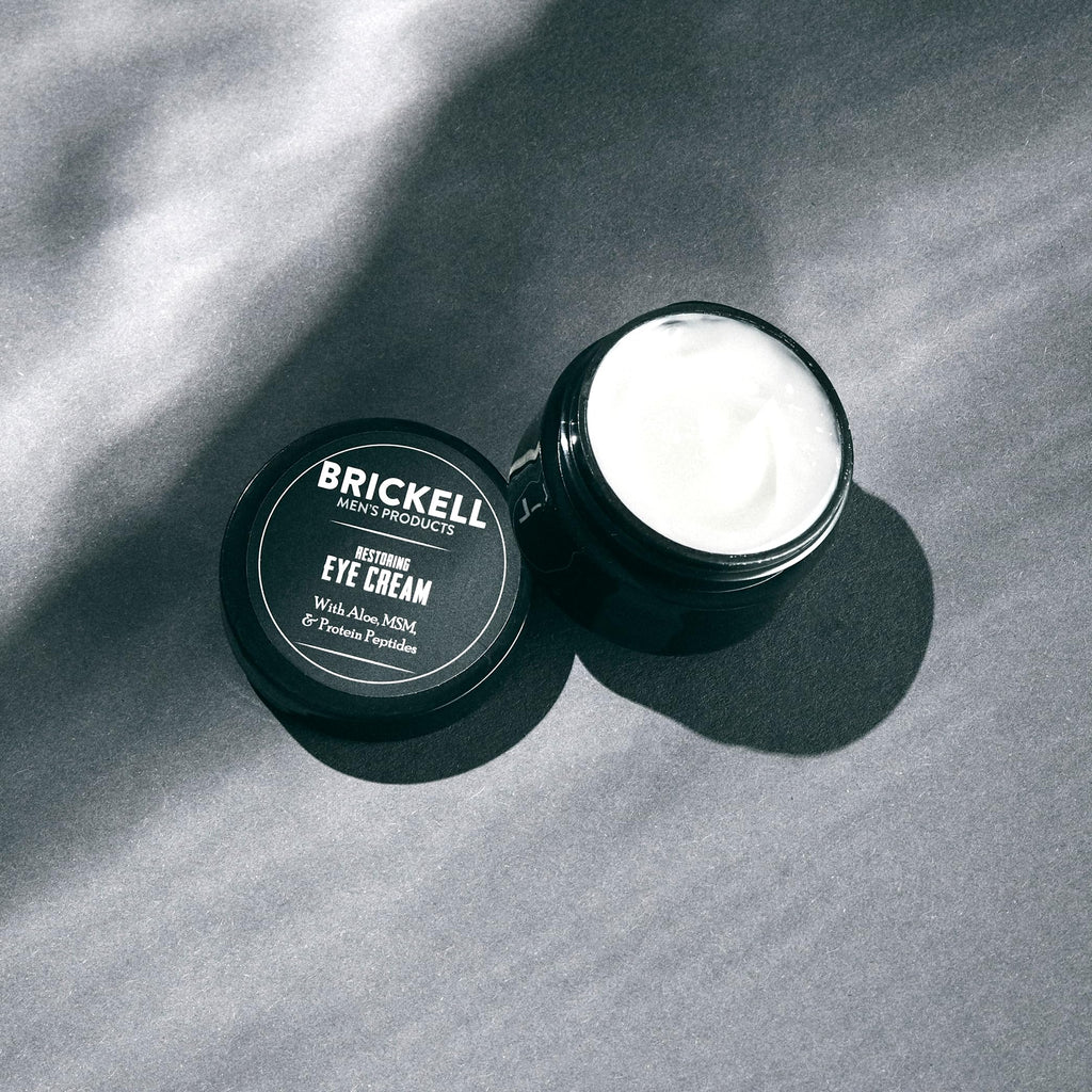 Buy now Brickell Men's Restoring Under Eye Cream for Men, Natural and Organic Anti Aging Eye Balm To Reduce Puffiness, Wrinkles, Dark Circles, Crows Feet and Under Eye Bags, 0.5 Ounce, Unscented at indiglob india