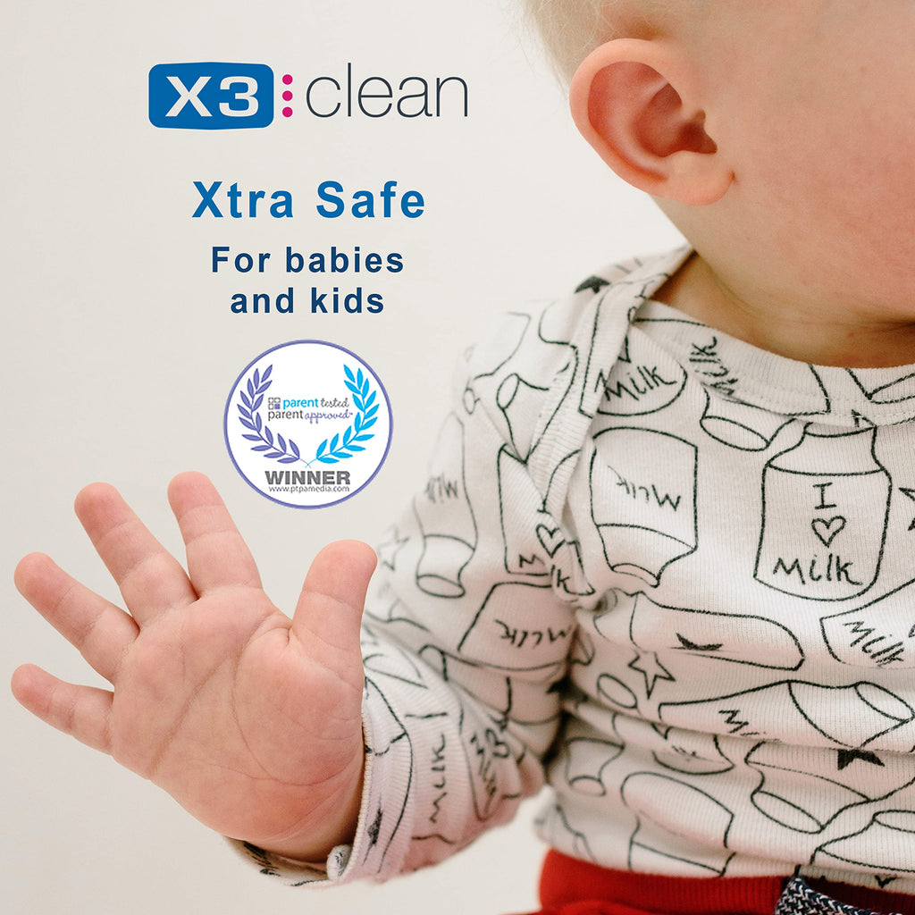 X3 Clean Foaming Hand Sanitizer, Alcohol Free and Fragrance Free, Kills 99.9% Germs, Moisturizing Formula, Travel Size 2.5 oz (3 Pack)