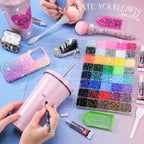 50000Pcs Bedazzling Kit with Rhinestones 3mm, 40 Colors Bedazzler Kit Resin Rhinestones Nail Gems & Glitter Gem Art Supplies, Diamond Art Kits Accessories with Pickup Pen, 4pcs 10ml B7000 Glue