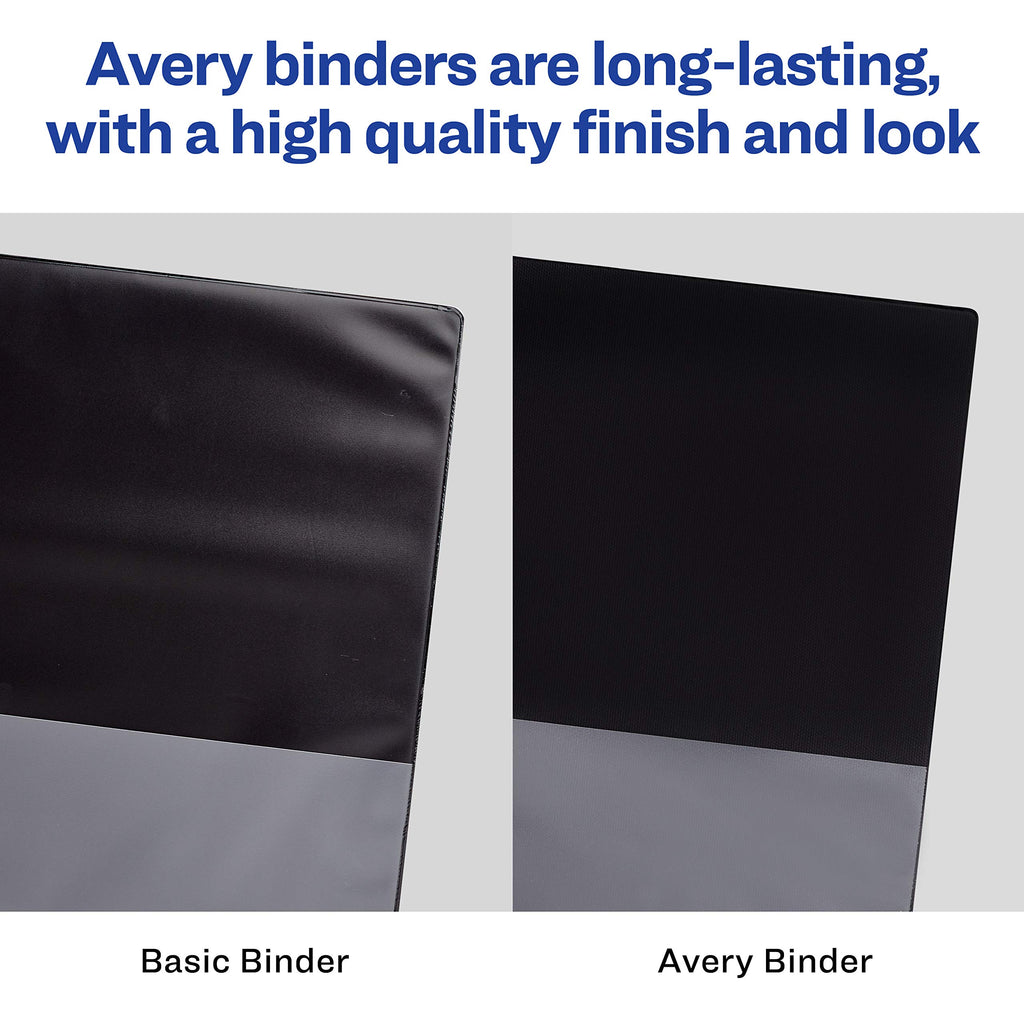 Avery® Standard View 3 Ring Binders, 1" Ring, 4 Black Binders