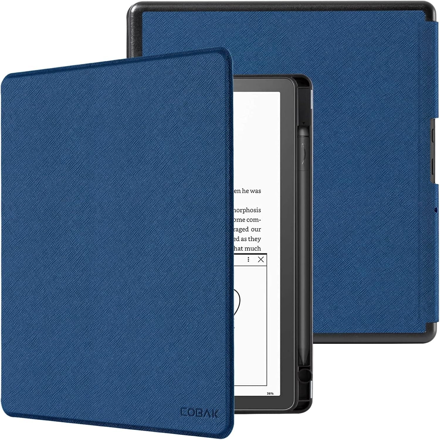 Buy now CoBak Case for Kindle Scribe - All New PU Leather Cover with Auto Sleep Wake Feature for Kindle Scribe 10.2" 2022 & 2024 Released with Pen Holder Dark Blue at indiglob india