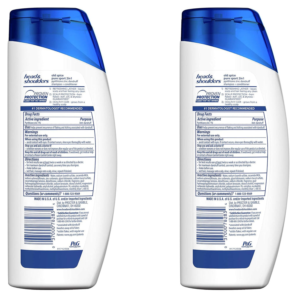 Buy now Head & Shoulders Shampoo and Conditioner 2 in 1, Anti Dandruff Treatment and Scalp Care, Old Spice Pure Sport for Men, 23.7 fl oz, Twin Pack at indiglob india
