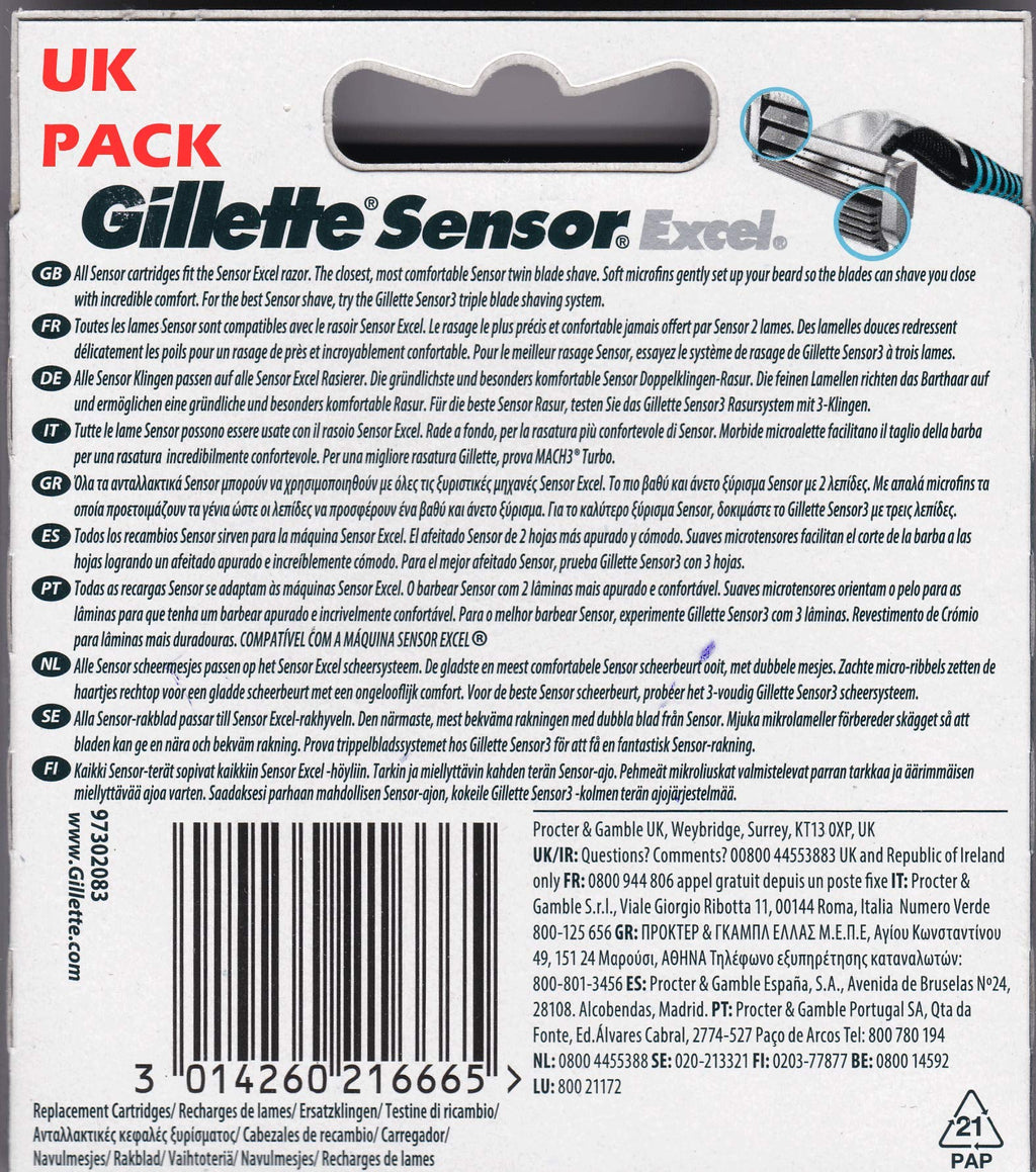 Buy now Gillette Sensor Excel-50 Count (5 x 10) at indiglob india