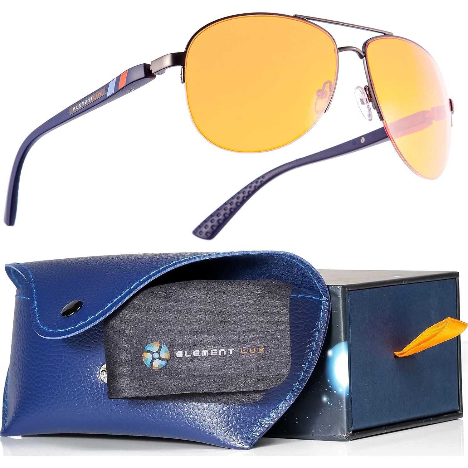 Buy now Blue Light Blocking Glasses Amber Lenses - For Better Sleep, Gaming, Eye Strain, Computer Light Amber 62mm at indiglob india