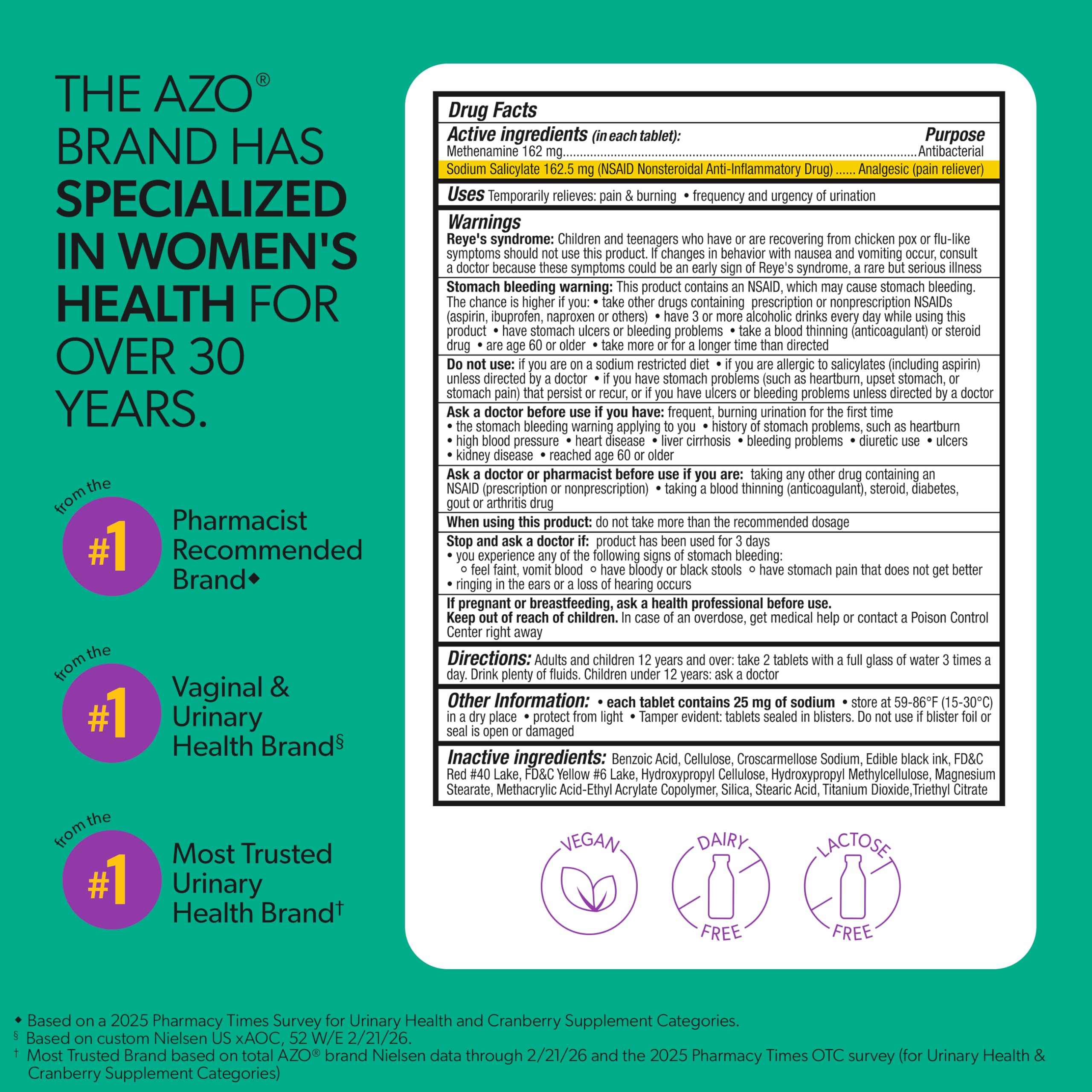 AZO Urinary Tract Defense Antibacterial Protection, 48 Tablets | From the #1 Doctor Recomended Brand± UTI Symptom Relief in as Little as 20 Minutes, Relieves Urinary Pain, Burning & Urgency*