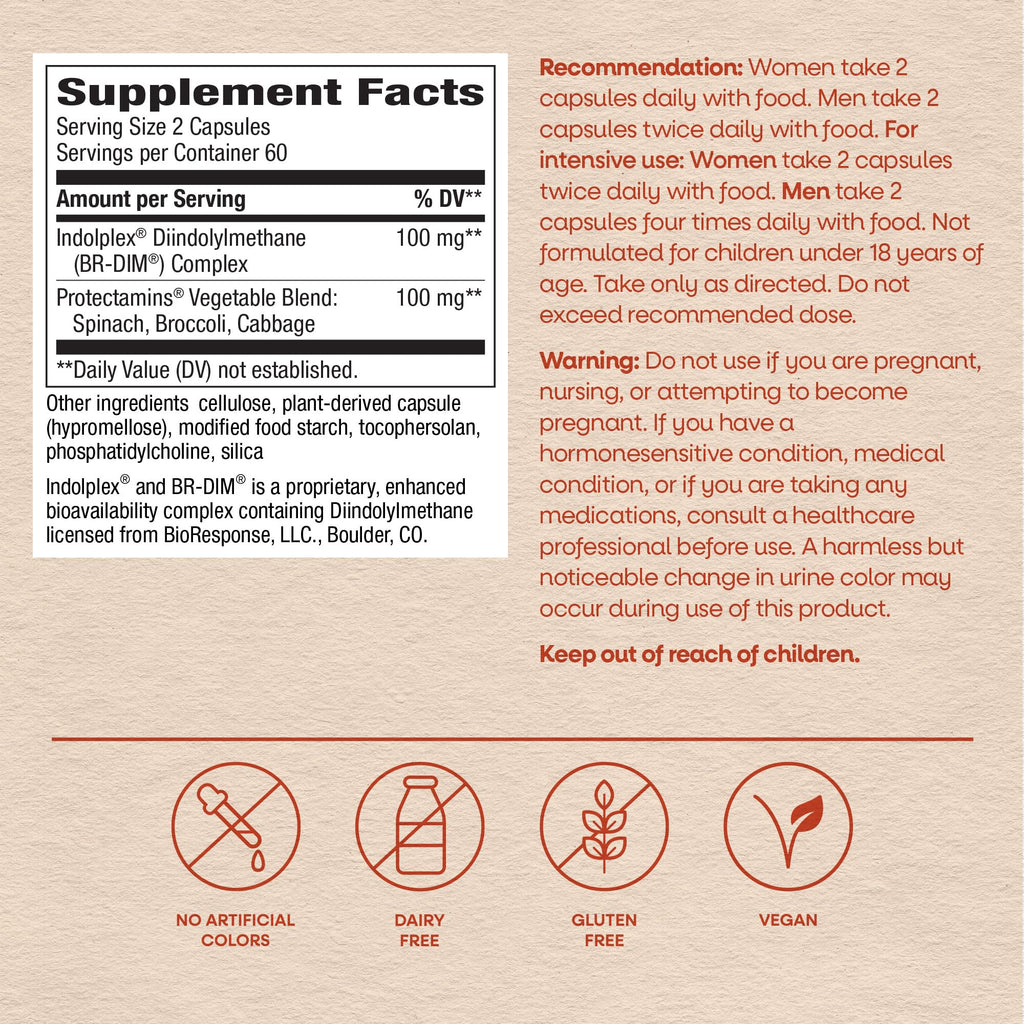 Nature's Way DIM-Plus DIM Supplement, BR-Diindolylmethane 100 mg, 120 ct | Supports Balanced Estrogen Metabolism, Prostate Function, and Premenstrual Breast Comfort*, 120 Vegan Capsules
