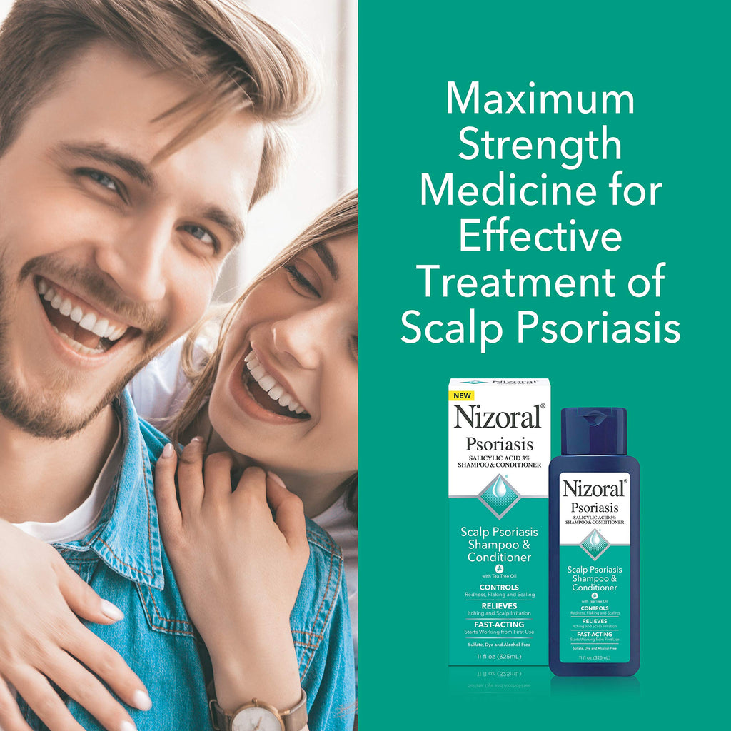 Nizoral Psoriasis Shampoo & Conditioner, 11 Oz, Gentle Scalp Treatment | Relieves Itching and Flaking, Redness and Scaling Effective Scalp Psoriasis Shampoo with Salicylic Acid and Tea Tree Oil