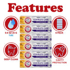 ARM & HAMMER Toothpaste Complete Care Whole Mouth Protection, 6 Pack, Fresh Mint, Anticavity Fluoride Toothpaste with Baking Soda, Whitening Enamel Strengthening Paste, Travel Size 0.9 Oz