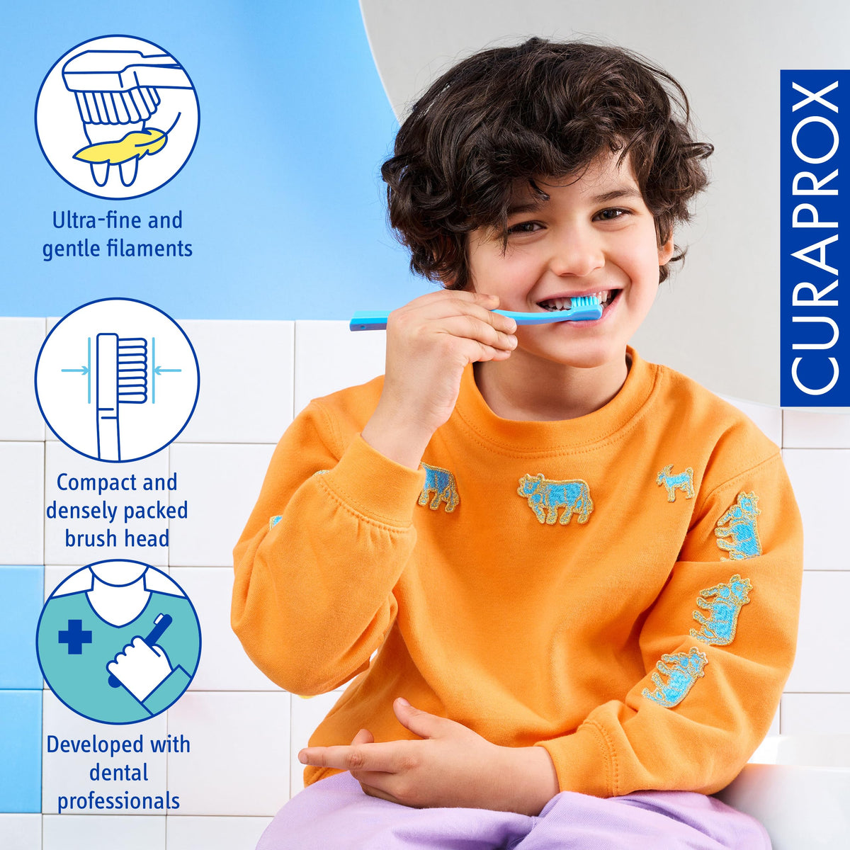 Curaprox Kids Ultra Soft Toothbrush, Random Colors, 3-Pack, Swiss Made