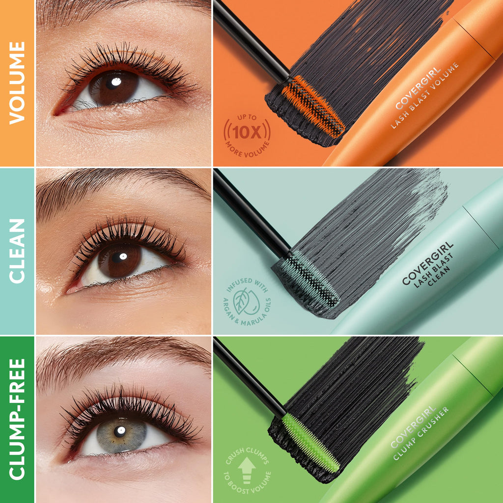 Buy now COVERGIRL Clump Crusher Mascara, 20X More Volume, Double Sided Brush, Long-Lasting Wear - 800 Very Black (Pack of 2) at indiglob india