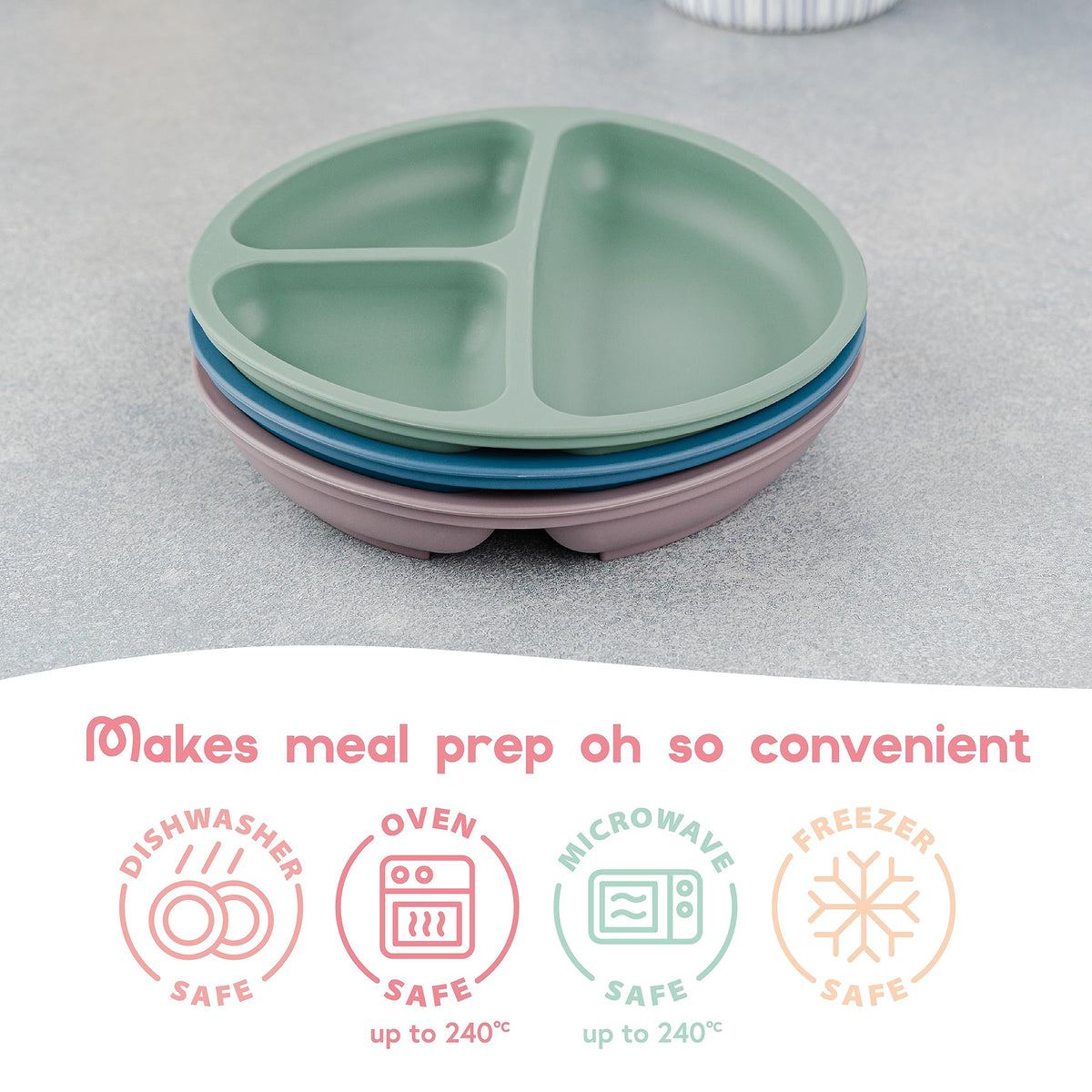ChériKid Toddler Plates with Suction, Silicone Suction Plates for Baby