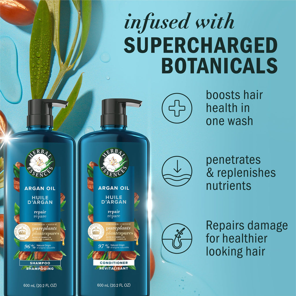 Herbal Essences Argan Oil Repair Shampoo & Conditioner Set, Moisturizes & Smoothes, Paraben-Free, Color-Safe, pH-Balanced, Citrus Scent, 20.2 Fl Oz, 2-Pack