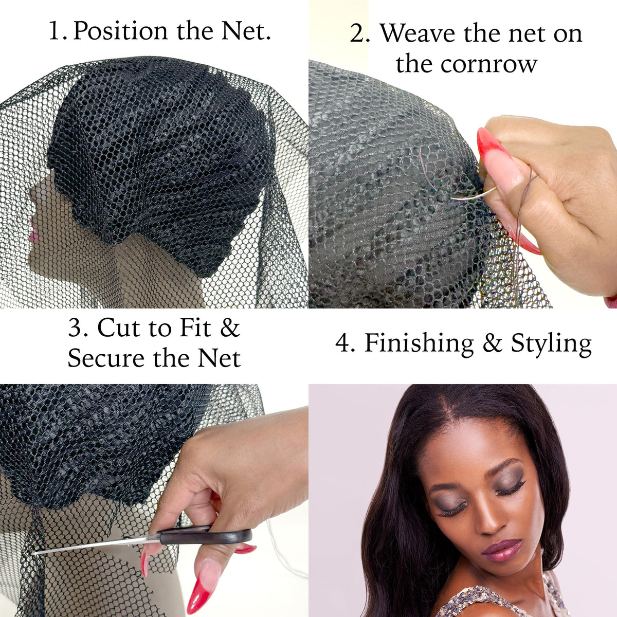 DONNA Deluxe Soft Weaving Net 17.5″ × 26″ – Triple Helix Structure Hair Net for Sew-in Weave Styles, Soft Texture Fits Scalp Contour, Durable & Flexible Mesh Fabric for Salon and Home Use, Black
