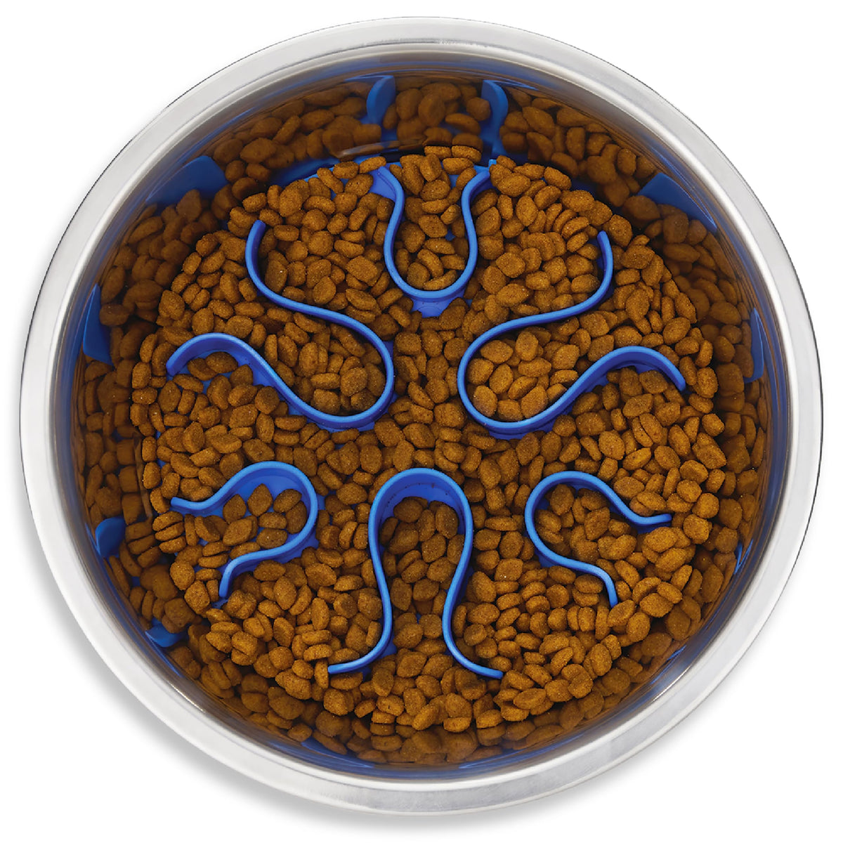 Outward Hound Fun Feeder Stainless Steel Slo Bowl for Dogs, Medium, 8.3"