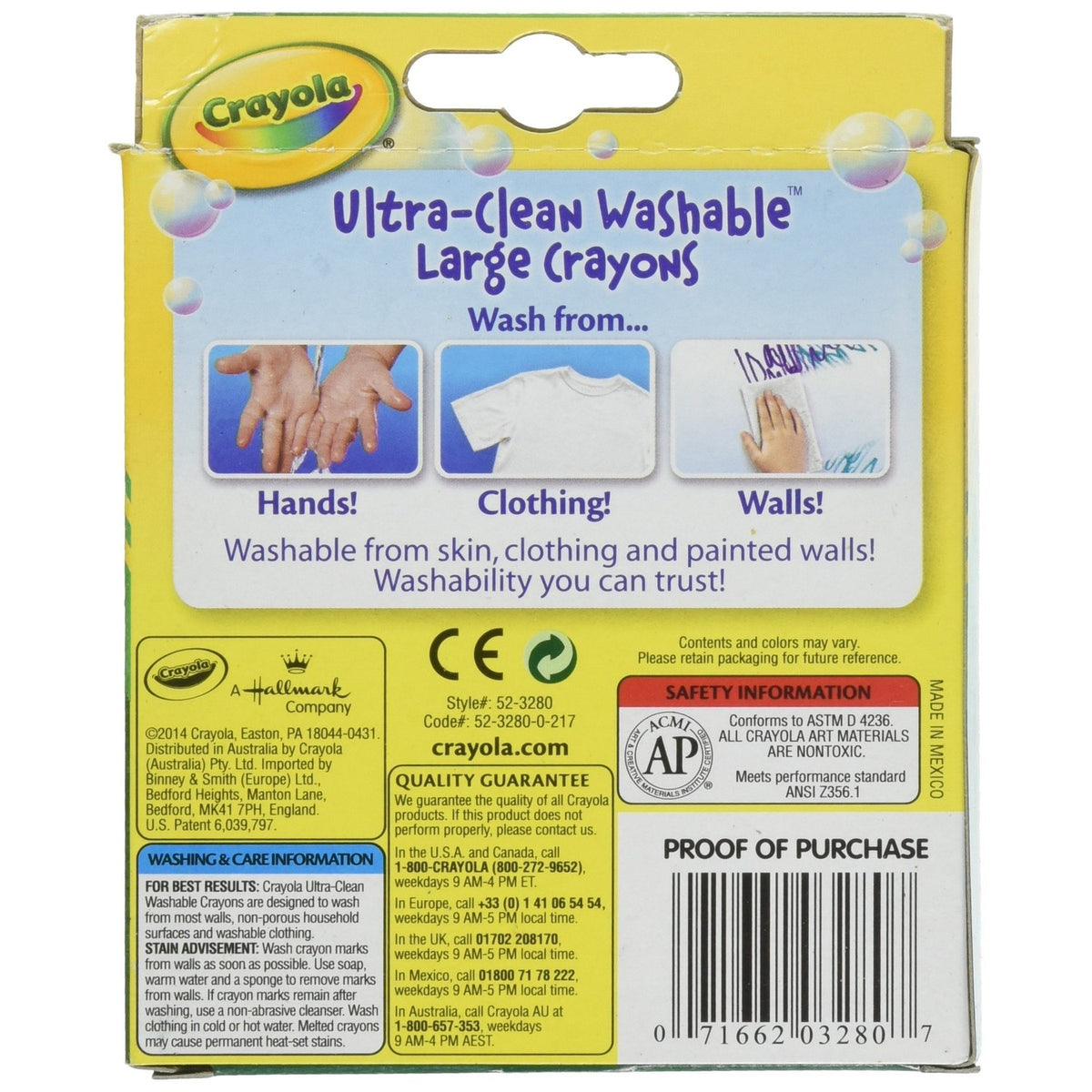 Crayola Washable Crayons, Large Size, 8 Colors, Pack of 1