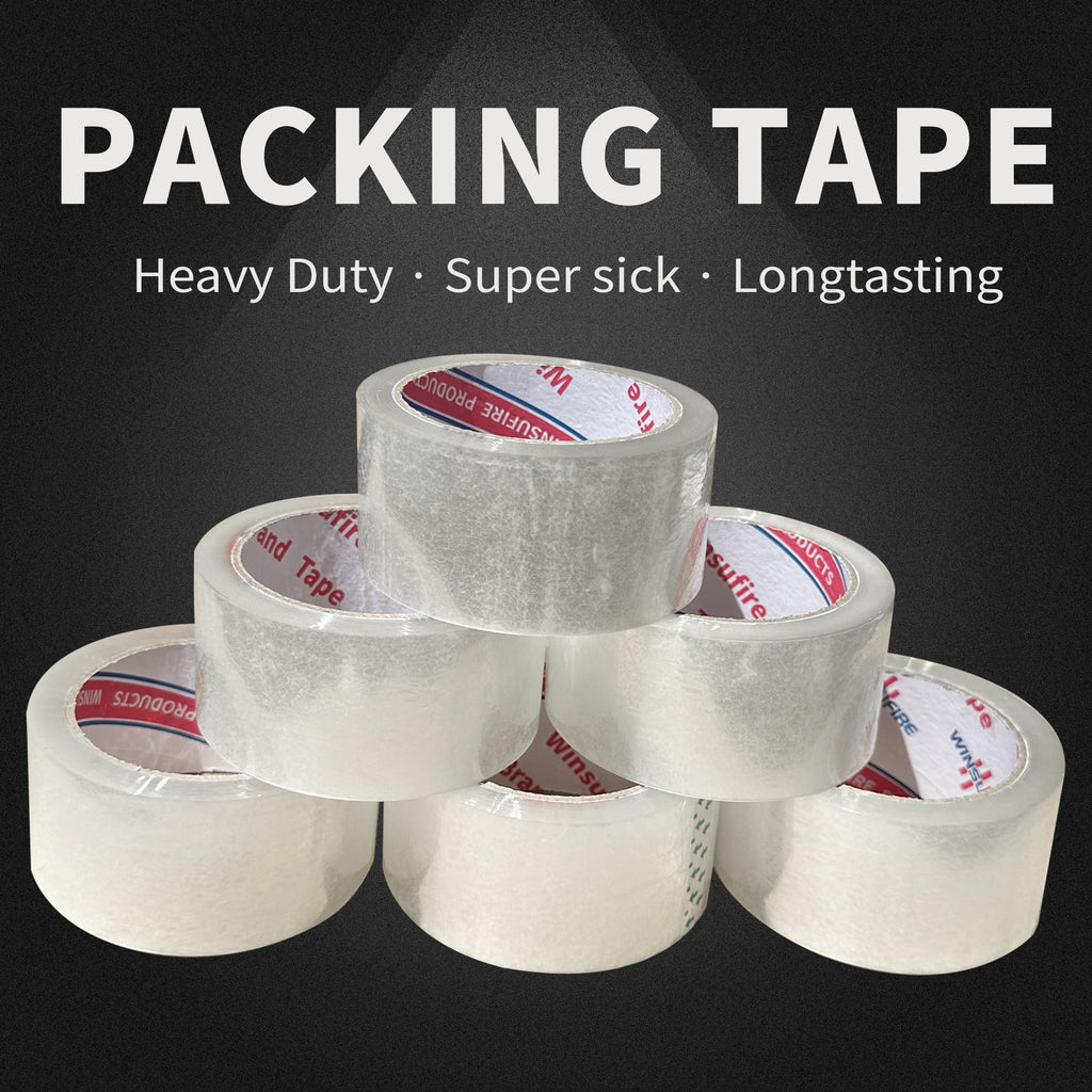 Heavy Duty Clear Packing Tape With Dispenser 1.88 inch 65 Yards 6 Pack