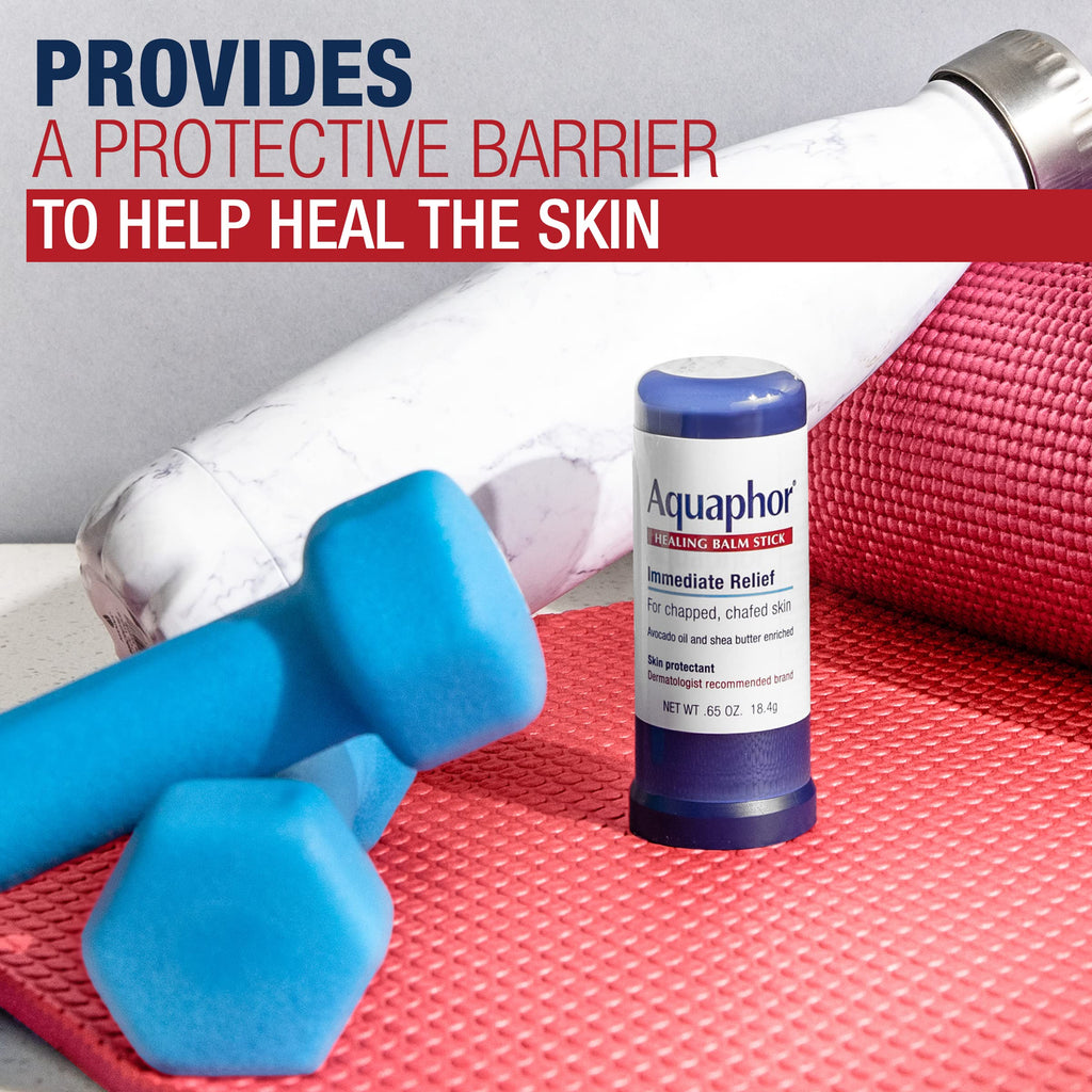 Aquaphor Healing Balm Stick, Skin Protectant, 0.65 OZ | Body Balm Protectant with Avocado Oil and Shea Butter for Chapped or Chafed Skin, Paraben and Fragrance Free