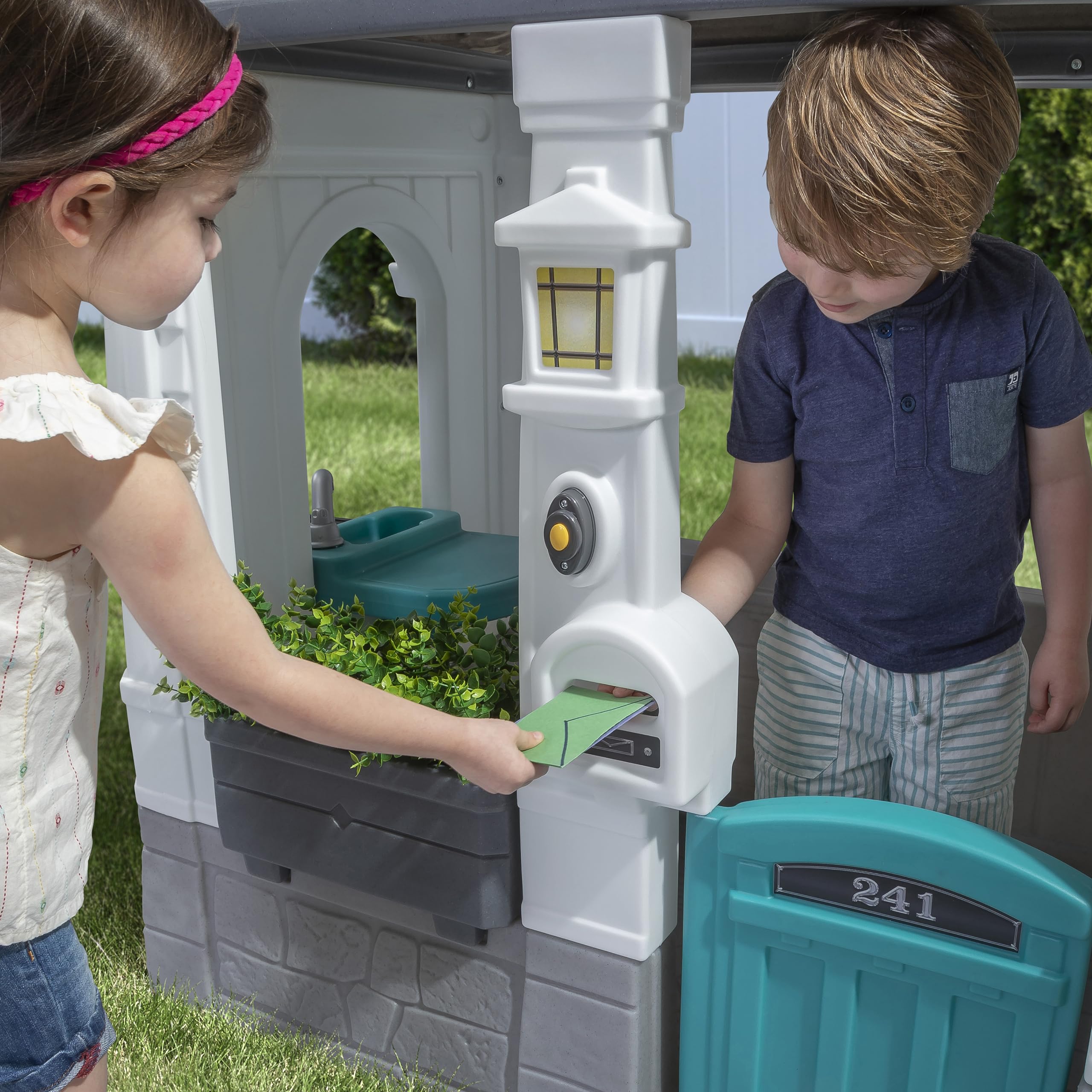 Buy now Step2 Neat & Tidy Cottage Kids Playhouse, Indoor/Outdoor Playset, Interactive Play with Sounds, Made of Durable Plastic, for Toddlers 1.5+ Years Old, Grey at indiglob india