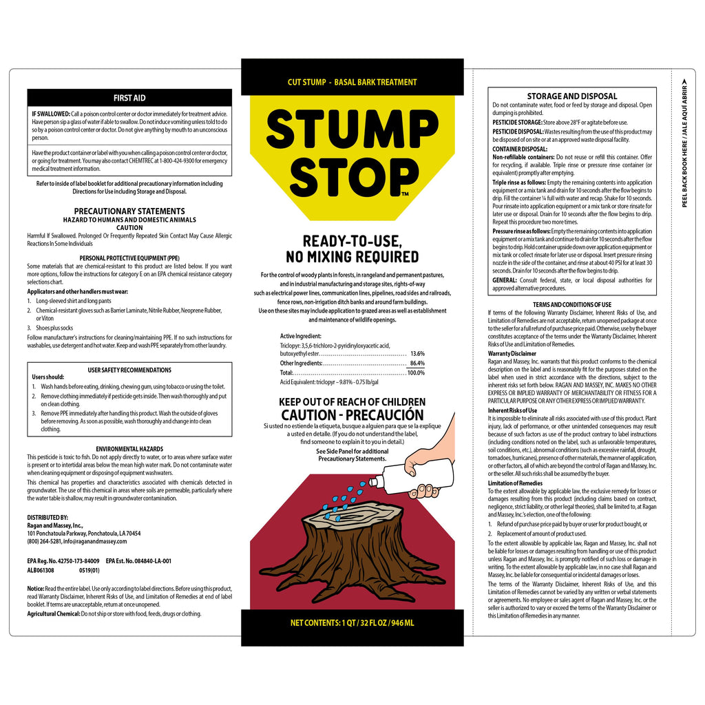 Ready-to-use Stump Stop - 32 Fl. Oz - Stump Killer - Tree and Bush Killer - Control Woody Plant - Ideal for Forest, Pastures, Roadsides, Fence Lines, Wildlife Areas and More - with Omni Depot Gloves