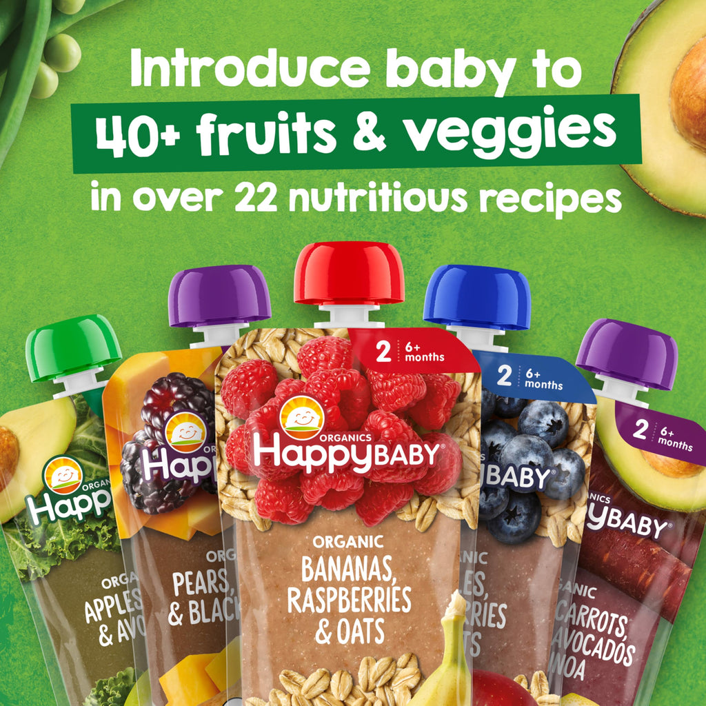 HAPPY BABY Clearly Crafted, Stage 2, Fruit & Veggie Variety Pack, 4oz (16)