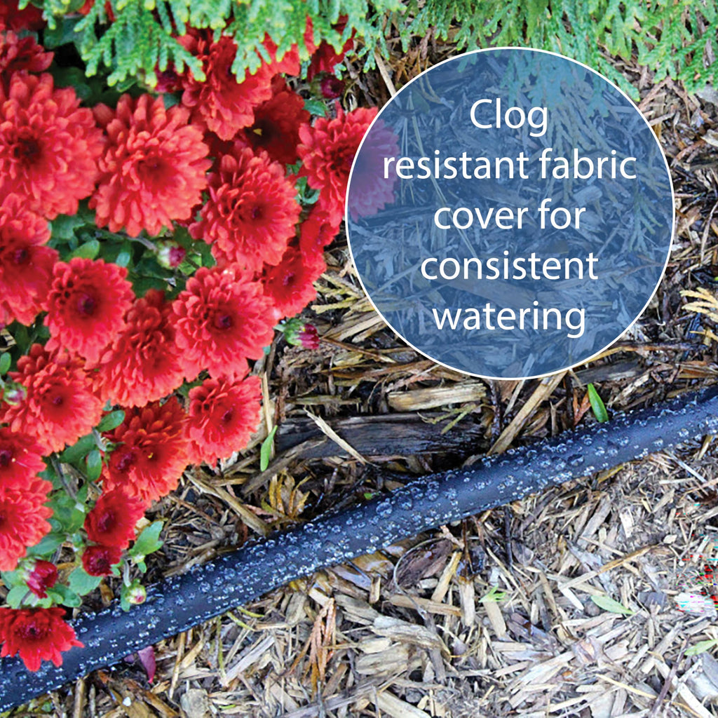 Gilmour 75' Black Flat Weeper Soaker Hose for Garden Beds, Drip Irrigation Outdoor Hose, Flexible Garden Hose for Vegetable Gardens, Flower Beds, Lawns, and Orchards