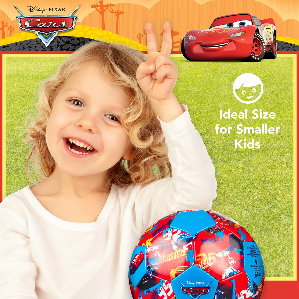 Disney Pixar Cars Soccer Ball, Repeat Print Youth Kids Mini Soccer Ball, Multi, Size 3