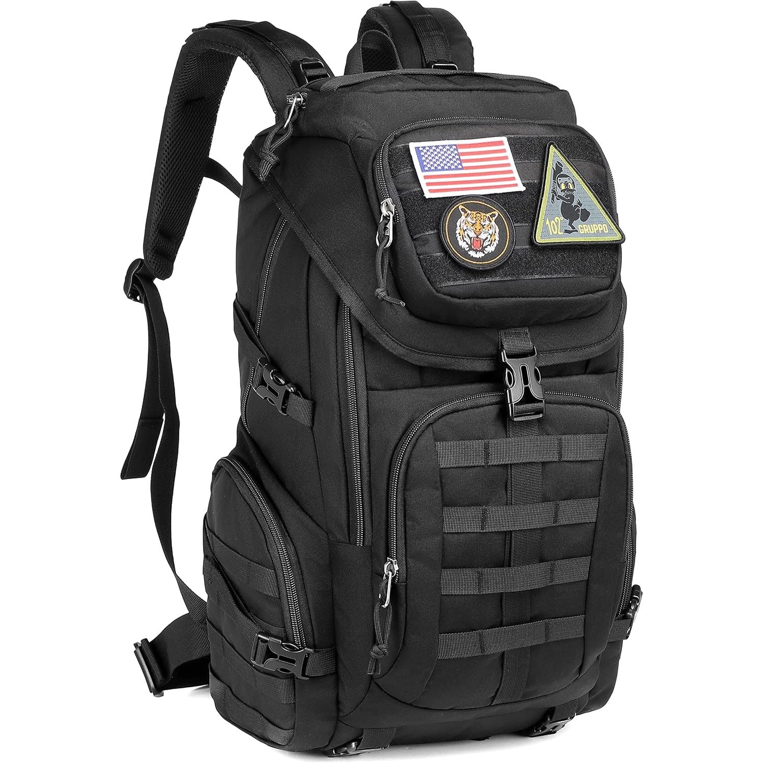 Buy now Wotony military tactical backpack nylon military MOLLE backpack 3-day Assault bag 27L backpack for men, used for outdoor hiking, camping and hunting (All black) at indiglob india