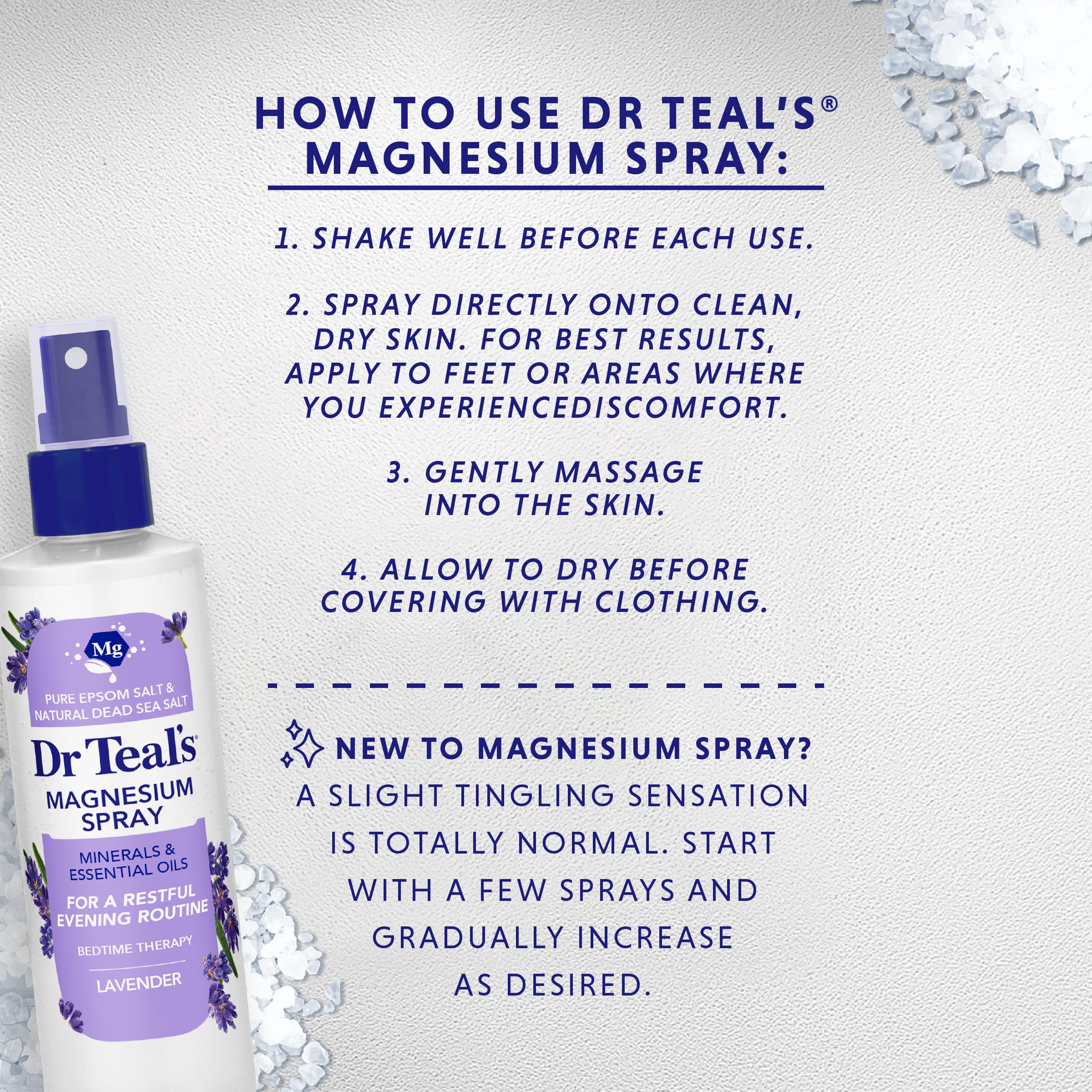 Dr Teal's Magnesium Lavender Spray with Natural Dead Sea Salt, 8 fl oz (Pack of 2)