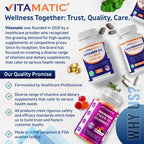 Vitamatic Magnesium Citrate 500mg per Serving - 180 Vegetarian Capsules (Provides 150 mg of Elemental Magnesium) - Added B6 for Maximum Absorption - Supports Muscle, Joint, and Heart Health*