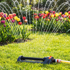 BIGWAVE Turbo Oscillating Water Sprinkler for Yard Covers up to 3,600 sq.ft,19 Nozzles Adjustable Range for Lawn, Garden, Quick Connect Bundle Included, Built-in Spray Jet Cleaning Needle