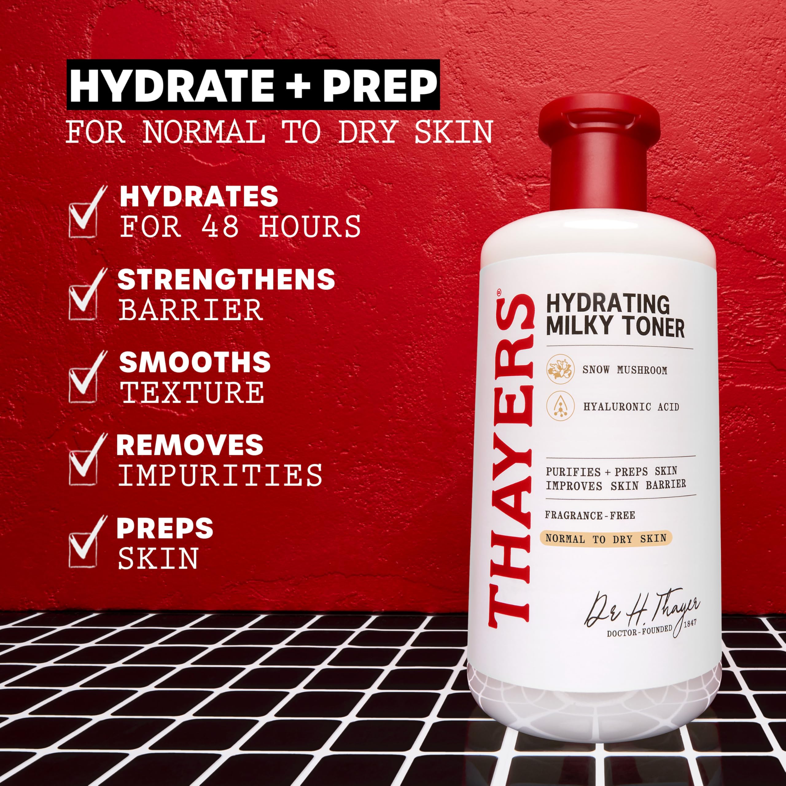 THAYERS Milky Face Toner Skin Care with Snow Mushroom Tremella and Hyaluronic Acid, Natural Gentle Facial Toner, for Dry and Sensitive Skin, 355mL