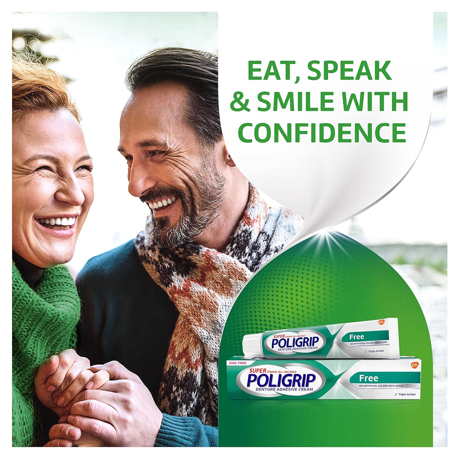 Buy now Super Poligrip Zinc Free Denture and Partials Adhesive Cream, 2.4-ounce Twin pack at indiglob india