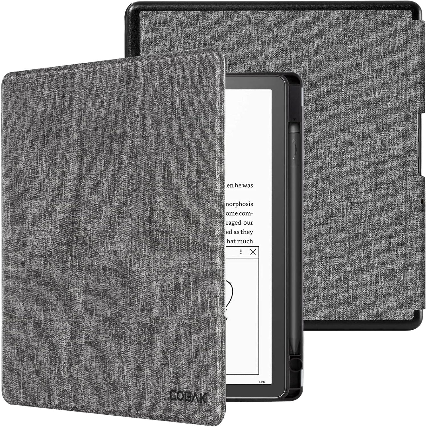 Buy now CoBak Case for Kindle Scribe - All New PU Leather Cover with Auto Sleep Wake Feature for Kindle Scribe 10.2" 2022 & 2024 Released with Pen Holder *Gray at indiglob india