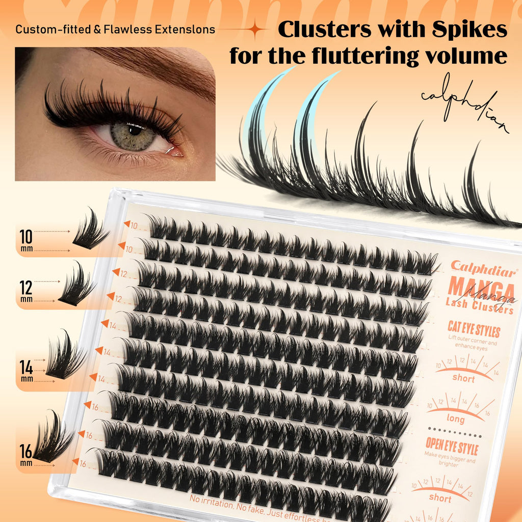 Calphdiar Bottom Lash Clusters with spikes. Custom-fit for fluttery volume in various lengths (10-16mm) for eye-enhancing beauty.