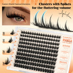 Calphdiar Bottom Lash Clusters with spikes. Custom-fit for fluttery volume in various lengths (10-16mm) for eye-enhancing beauty.