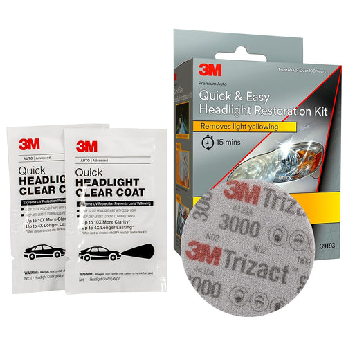 Buy now 3M Quick and Easy Headlight Restoration Kit, Removes Light Yellowing in 15-Minutes, 39193, 1 Kit at indiglob india