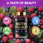 Biotin Gummies for Hair Growth Support - for Women & Men - Berry, Pack of 2 | Biotin 10000mcg, Collagen, Keratin, Hyaluronic Acid, B-Complex, Saw Palmetto - Hair, Skin & Nail Strengt Support - Sugar-Free