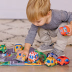 Buy now Melissa & Doug Take-Along Town Play Mat (19.25 x 14.25 inches) with 9 Soft Vehicles at indiglob india