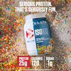 Dymatize x Fruity Pebbles ISO100 Whey Protein Powder Isolate, 25g of Protein, 20 Servings, 5.5g BCAAs, 120 Cal., Gluten Free, 1g Fat, 1g Sugar, 2g Carb (24 Servings)