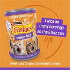 Friskies Purina Meaty Bits Cat Food in Gravy, Chicken Dinner, (12) 13.5 oz